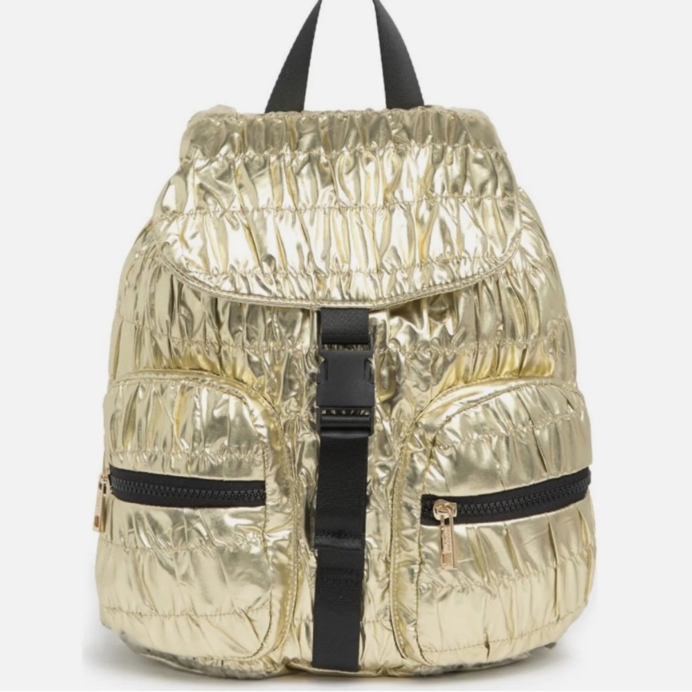 Madden Girl Parachute Ruched Flap Backpack (Gold)